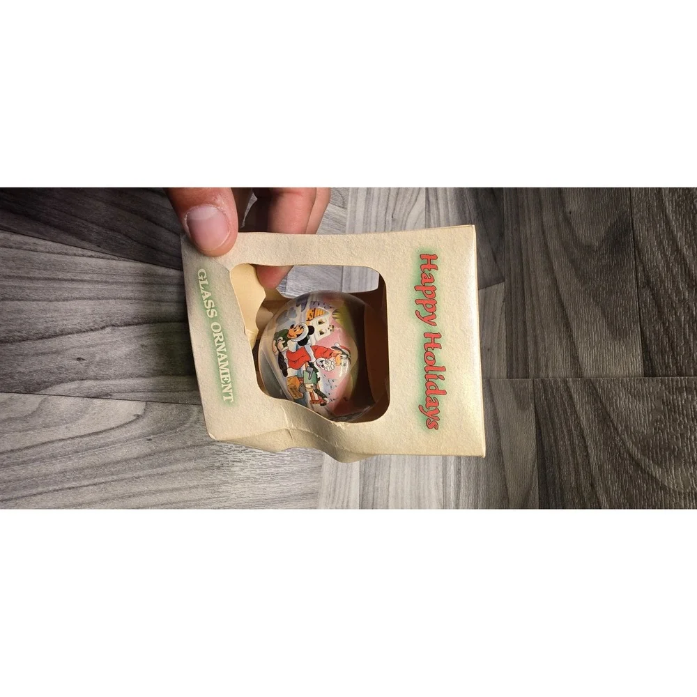 1998 Disney's Christmas Collection Happy Holidays Glass Ball Ornament with Box